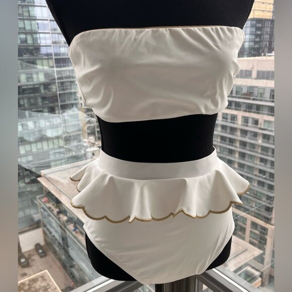 🆕 ZIMMERMANN 🧿 BNWOT White Jeannie Scallop Tiered Bikini - Size 4 - US 12 - Picture 3 of 16